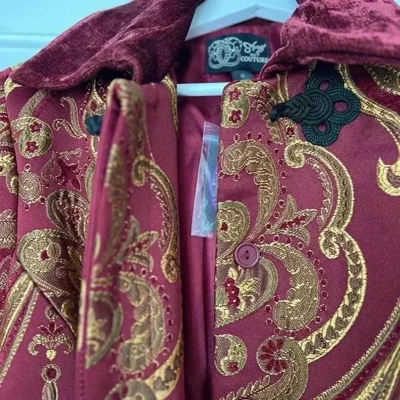 NWT Sharif 1827 Couture Red & Gold Brocade Jacket - Size M coat christmas - Picture 7 of 14